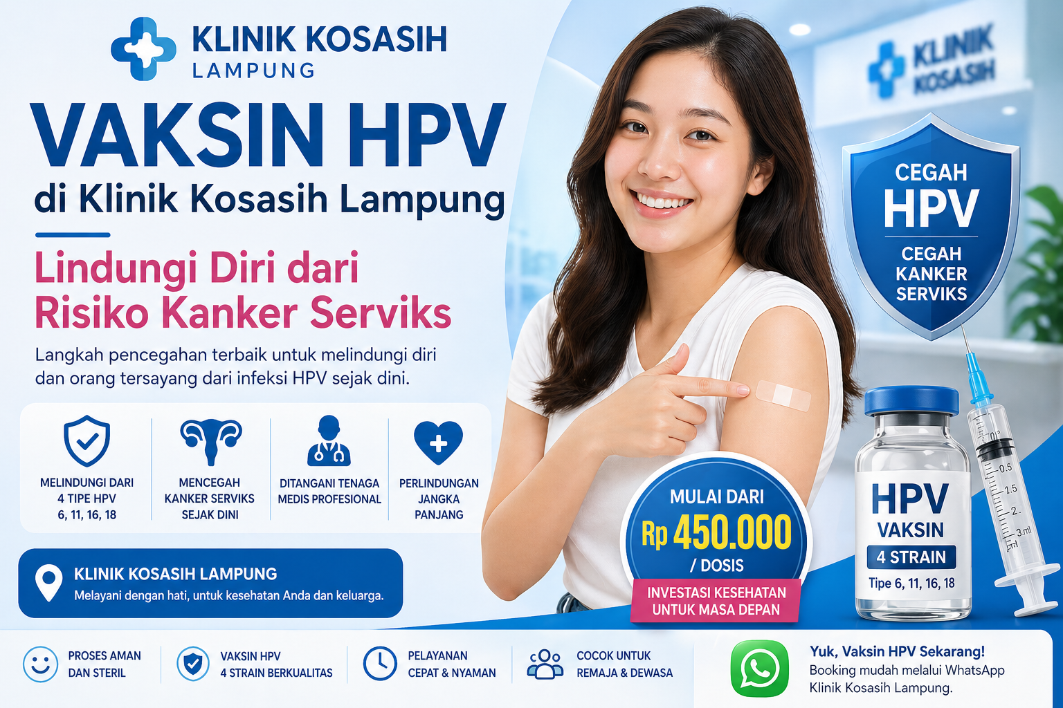 Vaksin HPV di Klinik Kosasih Lampung Lindungi Diri dari Risiko Kanker Serviks