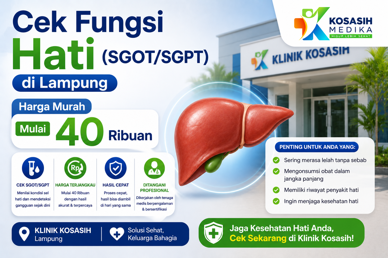 Cek Fungsi Hati (SGOT/SGPT) di Lampung: Harga Murah Mulai 40 Ribuan di Klinik Kosasih