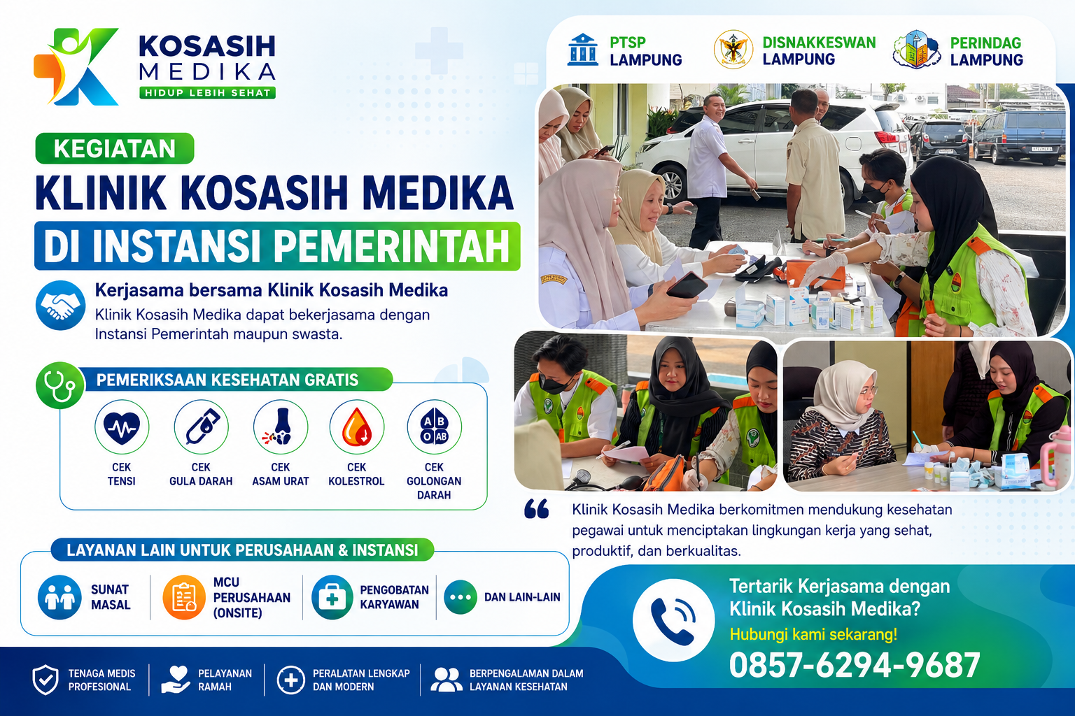 Kerjasama Klinik Kosasih Medika dengan Instansi Pemerintah di Lampung | Pemeriksaan Kesehatan Gratis