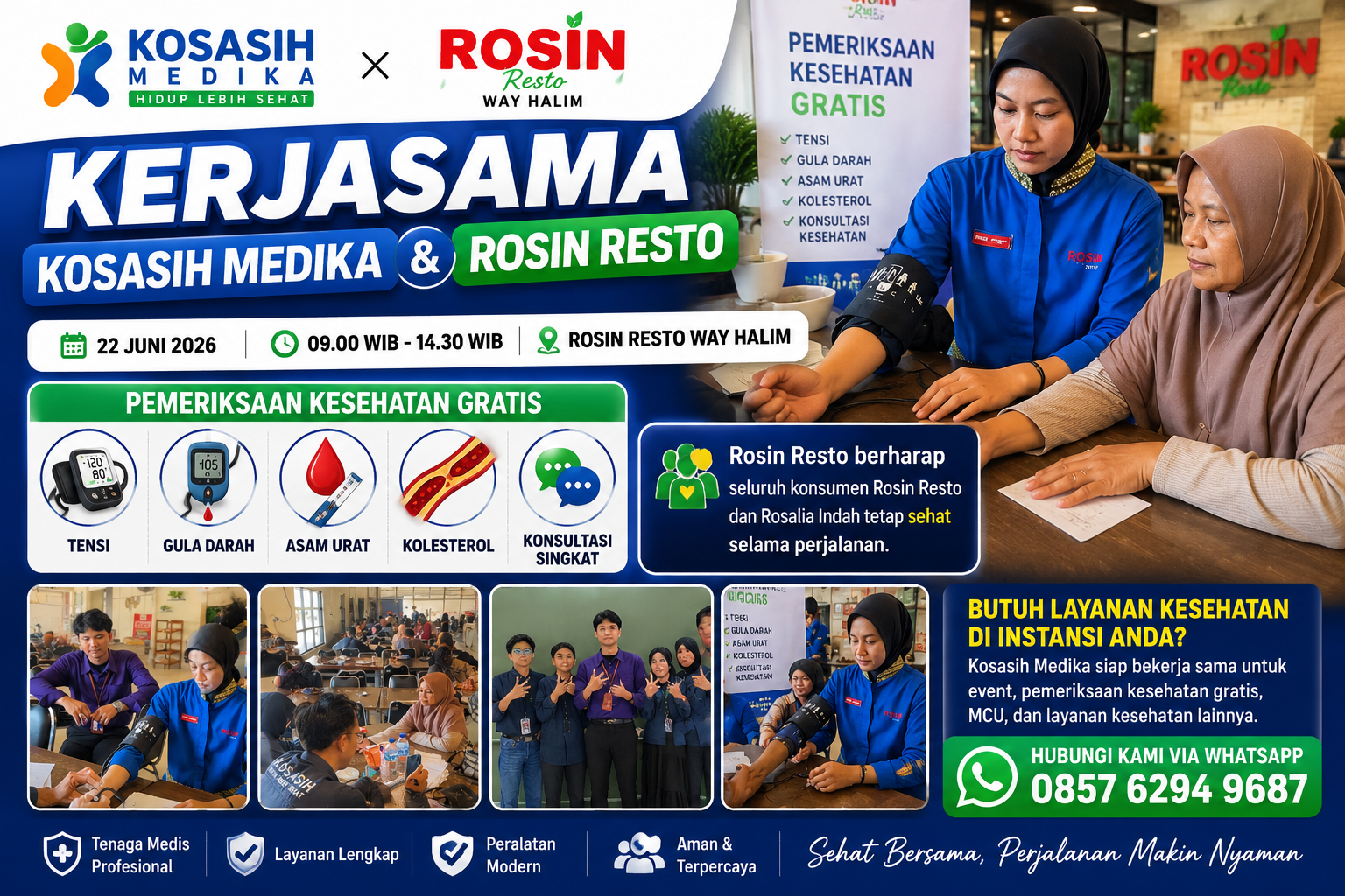 Kosasih Medika & Rosin Resto Way Halim Gelar Pemeriksaan Kesehatan Gratis untuk Konsumen