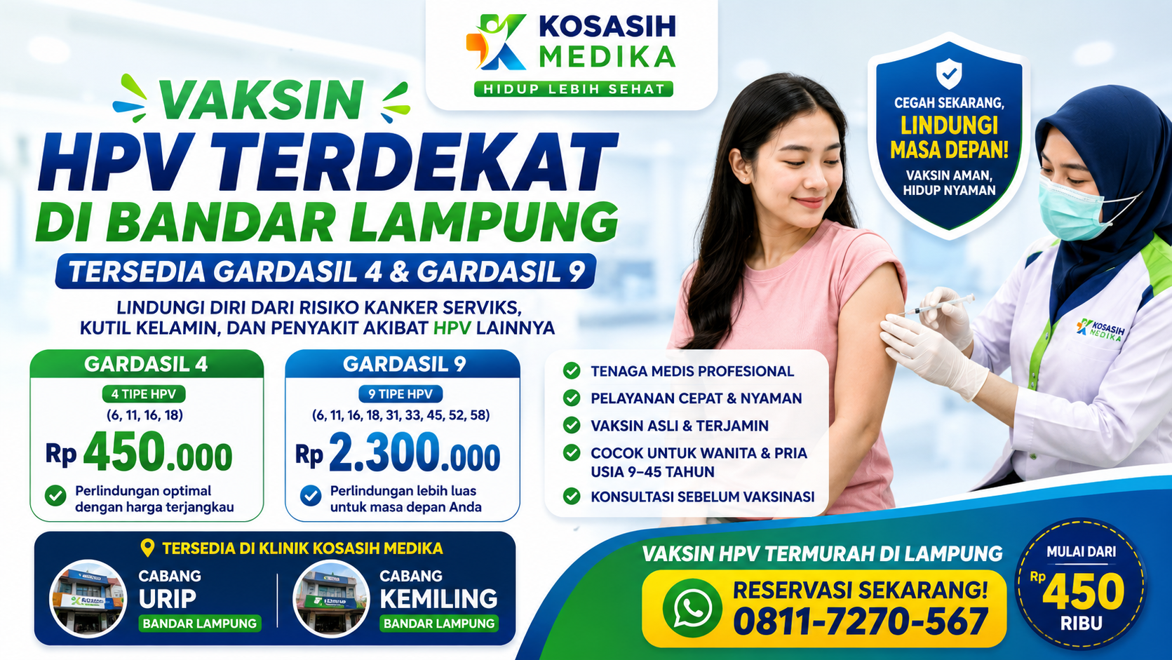 Vaksin HPV Termurah di Lampung Kini Tersedia di Klinik Kosasih Medika Cabang Urip