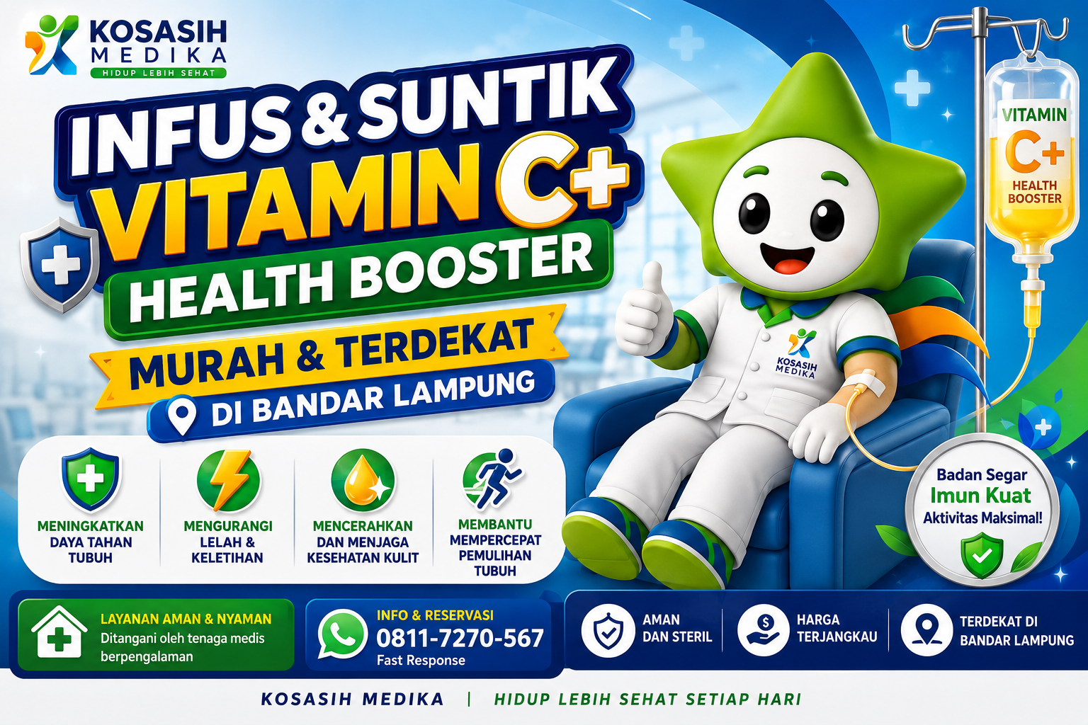 Infus & Suntik Vitamin C+ Health BoosterMurah & Terdekat di Bandar Lampung