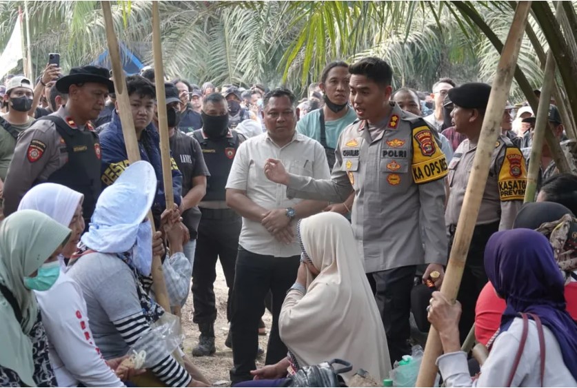 Dokumentasi pengamanan kantor PT BSA di Lampung Tengah oleh Polres Lampung Tengah