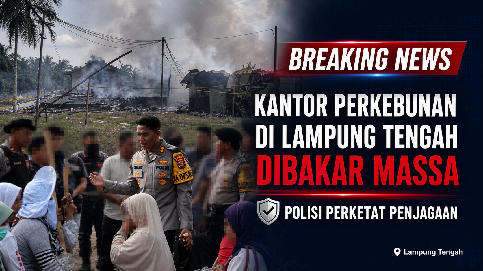 Kantor Perusahaan Perkebunan di Lampung Tengah Dibakar Massa, Polisi Perketat Penjagaan