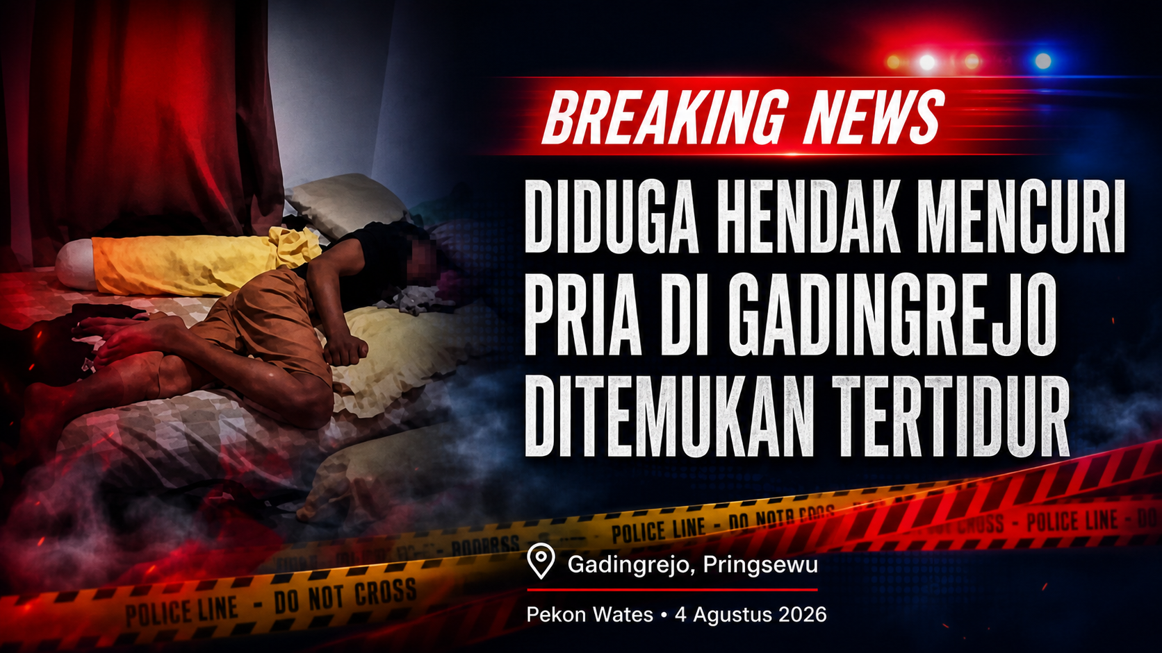 Diduga Hendak Mencuri, Pria di Gadingrejo Ditemukan Tertidur di Kasur Pemilik Rumah