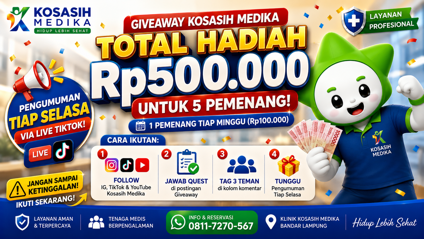 Giveaway Kosasih Medika: Total Hadiah Rp500.000 untuk 5 Pemenang